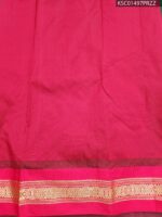 Green and Pink Blended Soft Silk Saree with Gold Butti Motifs and Rich Zari Pallu - Image 3