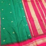 Green and Pink Blended Soft Silk Saree with Gold Butti Motifs and Rich Zari Pallu