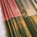 Peach Coloured Tissue Saree with Intricate Brocade and Zari Woven Border