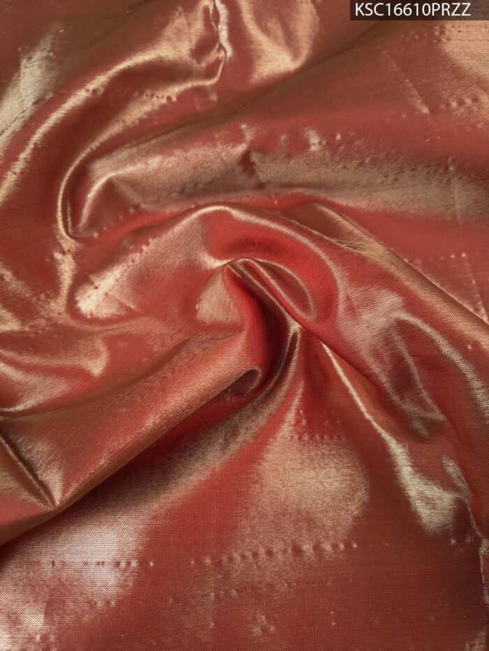Sage Green and Copper Tissue Saree with Paisley Motifs and Rich Zari Border - Image 4