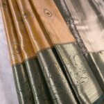 Gold Coloured Tissue Silk Saree with Peacock Motifs and Rich Zari Border