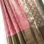 Pink and Gold Tissue Saree with Rich Brocade Pallu and Intricate Zari Border