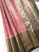 Pink and Gold Tissue Saree with Rich Brocade Pallu and Intricate Zari Border