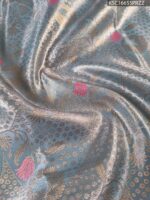 Sky Blue and Pink Tissue Silk Saree with Floral Zari Motifs and Rich Border - Image 2