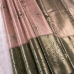 Pink Coloured Tissue Silk Saree with Peacock Motifs and Rich Zari Woven Border
