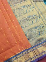 Peach Blended Soft Silk Saree with Paisley Motifs and Elegant Zari Floral Pallu