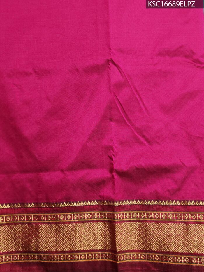 Turquoise Blended Soft Silk Saree with Floral Brocade Pallu and Rich Zari Border - Image 3