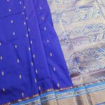 Royal Blue Blended Soft Silk Saree with Paisley Motifs and Rich Zari Floral Pallu