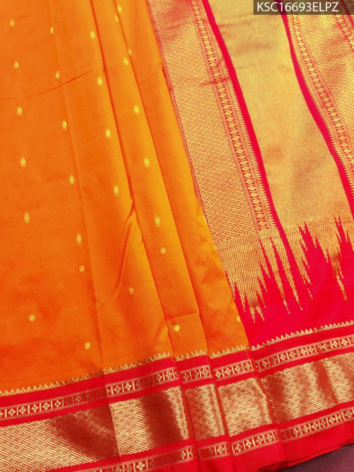 KSC16693_MAIN #ELPZ Orange Blended Soft Silk Saree with Zari Butti and Rich Pallu - Image 1