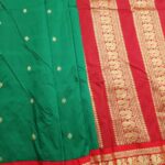 Green Blended Soft Silk Saree with Floral Motifs and Rich Zari Woven Border