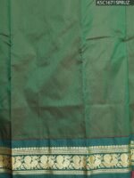 Red Blended Soft Silk Saree with Floral Motifs and Rich Green Zari Woven Pallu and Border - Image 3
