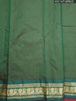 Green and Pink Blended Soft Silk Saree with Majestic Elephant Motifs and Rich Zari Border - Image 2