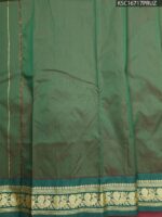 Orange Blended Soft Silk Saree with Floral Motifs and Rich Green Zari Pallu and Border - Image 2