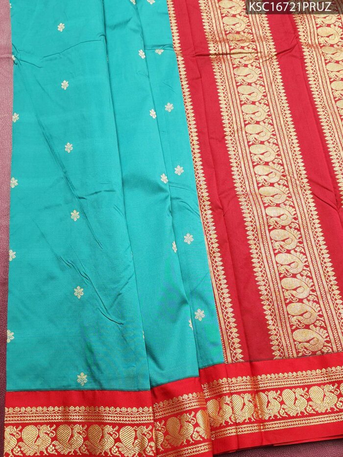 Aqua Blended Soft Silk Saree with Paisley Motifs and Rich Zari Border - Image 1
