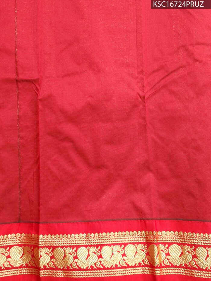 Green Blended Soft Silk Saree with Intricate Motifs and Rich Zari Pallu - Image 3