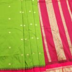 Green and Pink Blended Soft Silk Saree with Elegant Motifs and Rich Zari Woven Border