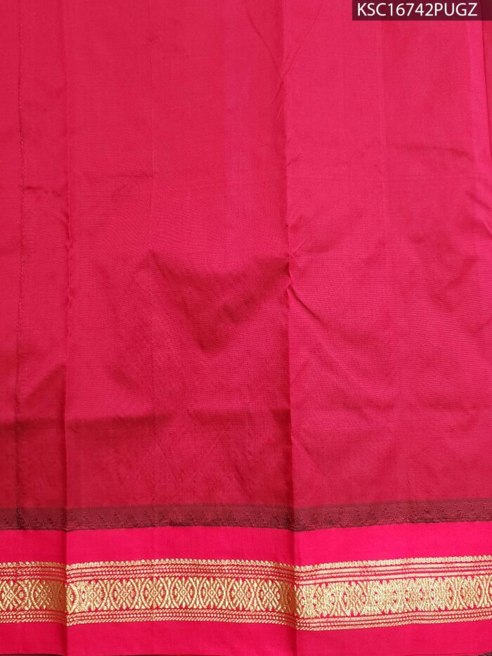 Navy Blue Blended Soft Silk Saree with Gold Motifs and Rich Zari Border - Image 3