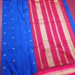 Royal blue and maroon Blended Soft Silk saree with diamond motifs and rich zari pallu