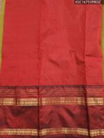 Olive Green and Maroon Blended Soft Silk Saree with Striped Pallu and Zari Border - Image 2