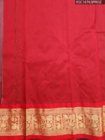 Green Blended Soft Silk Saree with Rich Zari Work and Contrasting Red Pallu - Image 3