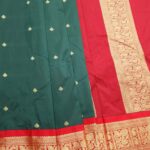 Green Blended Soft Silk Saree with Rich Zari Work and Contrasting Red Pallu