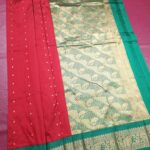 Red Blended Soft Silk Saree with Paisley Motifs and Rich Zari Border
