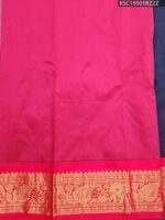 Navy Blue Blended Soft Silk Saree with Dotted Body and Rich Peacock Motif Zari Woven Border - Image 2
