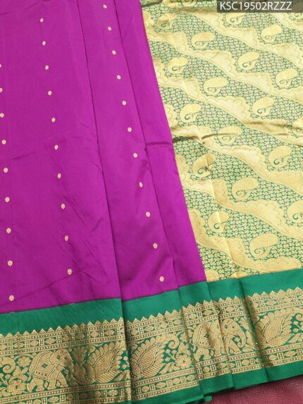 Purple Blended Soft Silk Saree with Paisley Motifs, Rich Zari Pallu, and Intricate Border