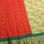 Orange Blended Soft Silk Saree with Floral Motifs and Rich Brocade Pallu