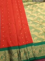 Orange Blended Soft Silk Saree with Floral Motifs and Rich Brocade Pallu