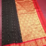 Black Blended Soft Silk Saree with Golden Motifs and Rich Zari Pallu