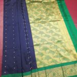 Navy Blue Blended Soft Silk Saree with Paisley Motifs and Rich Pallu