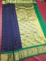 Navy Blue Blended Soft Silk Saree with Paisley Motifs and Rich Pallu