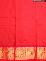 Navy Blue and Red Blended Soft Silk Saree with Rich Brocade Pallu and Intricate Peacock Zari Border - Image 2