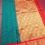 Teal Blended Soft Silk Saree with Rich Zari Pallu and Intricate Red Border