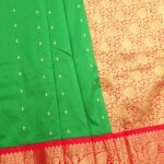 Green Blended Soft Silk Saree with Paisley Motifs, Rich Brocade Pallu, and Zari Peacock Border