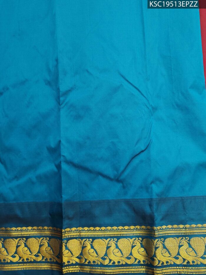 Maroon Blended Soft Silk Saree with Floral Motifs and Rich Brocade Pallu - Image 3