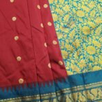 Maroon Blended Soft Silk Saree with Floral Motifs and Rich Brocade Pallu