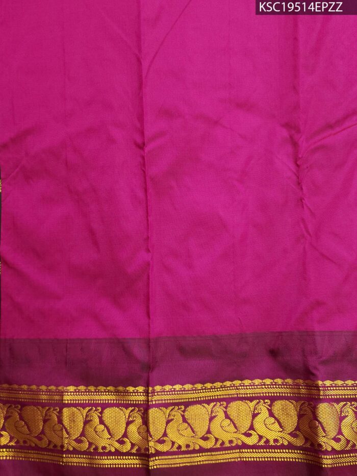 Green Blended Soft Silk Saree with Floral Motifs, Vibrant Pallu, and Rich Zari Border - Image 3