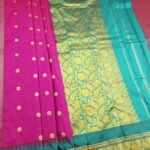 Magenta and Teal Blended Soft Silk Saree with Floral Brocade and Rich Pallu