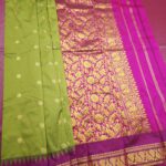 Green and Magenta Blended Soft Silk Saree with Floral Brocade and Rich Zari Border