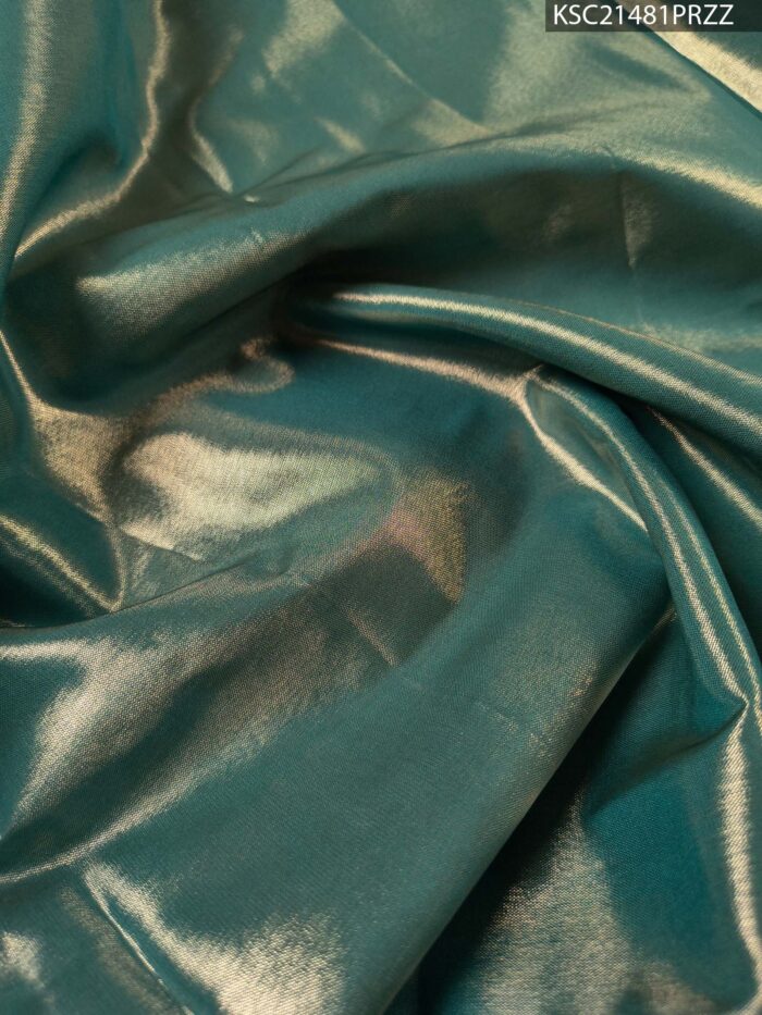 Peach and Gold Tissue Saree with Paisley Motifs and Rich Zari Border - Image 4