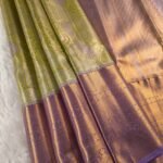 Olive and Lavender Tissue Saree with Intricate Paisley Motifs and Regal Zari Pallu