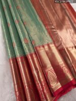 Elegant Green Tissue Saree with Intricate Zari Pallu and Rich Border