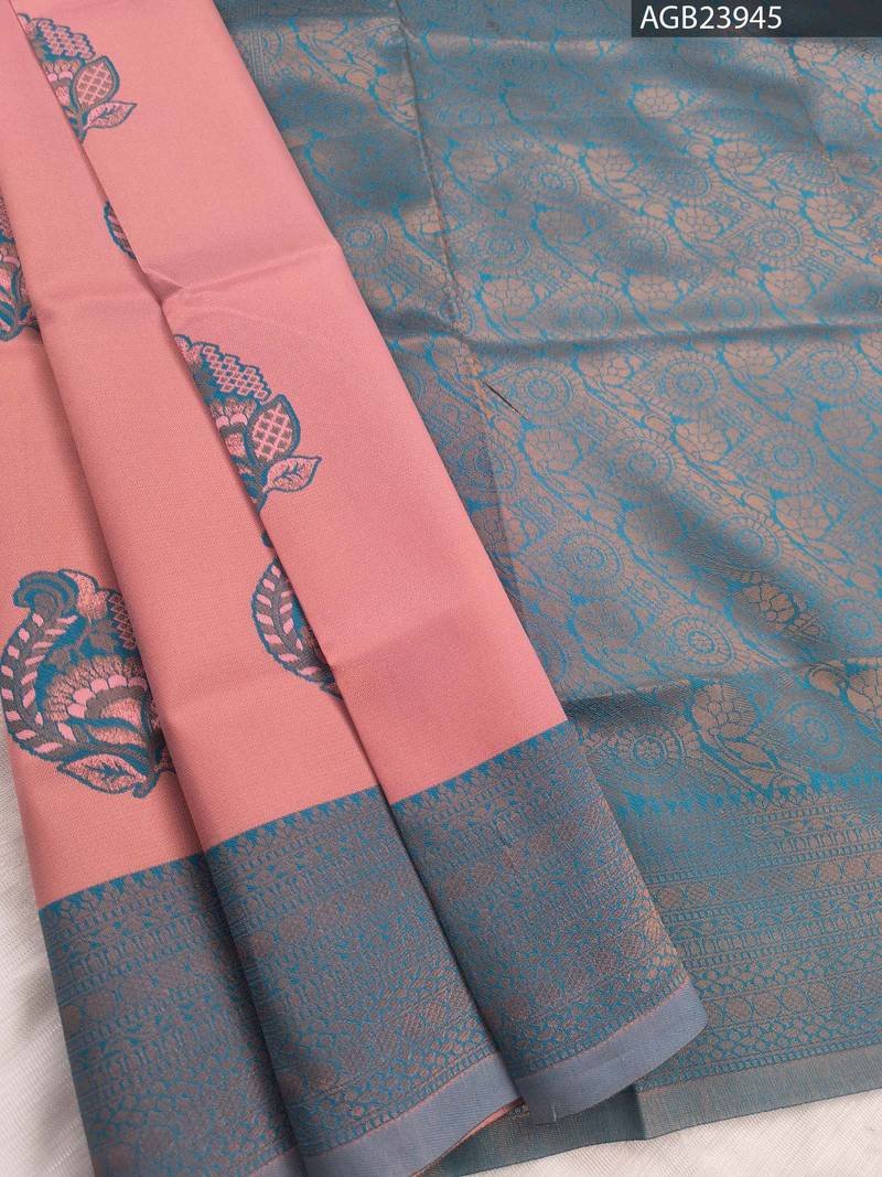 AGB23945_1-1.jpg Pink and Blue Semi Soft Silk Fancy Saree with Intricate Design - Image 1