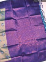 Elegant Blue and Green Fancy Saree with Beautiful Floral Motifs and Rich Border Design - Image 3
