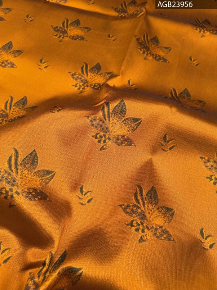 Golden Yellow Fancy Saree with Green Border and Intricate Motifs - Image 2