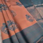 Peach and Blue Elegant Semi Soft Silk Fancy Saree with Beautiful Border and Pallu