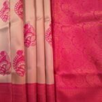 Peach and Red Fancy Saree with Beautiful Embroidery and Rich Border