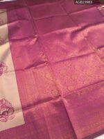 Beautiful Beige and Purple Semi Soft Silk Fancy Saree with Elegant Border - Image 3